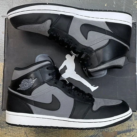 Nike Air Jordan 1 Mid Cool Grey 364770-023 10 Phat 10 Black Grey Shadow